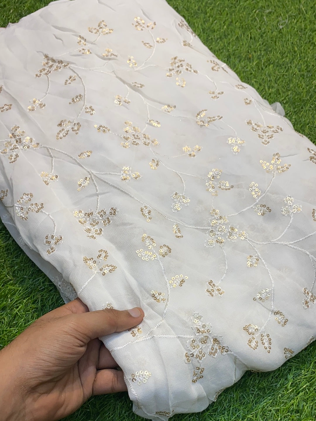 Premium Pure Viscose Dyeable Quality Of Georgette With Sequin Embroidery