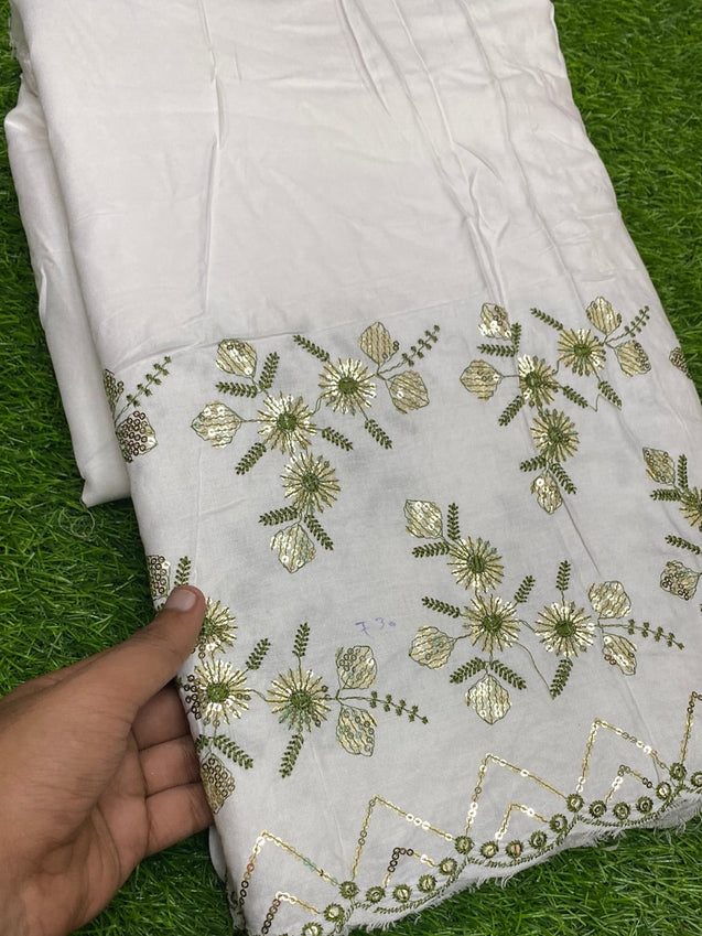 PREMIUM EMBROIDERED COTTON Fabric On SALE Cut Size Of. 3.65 Meter