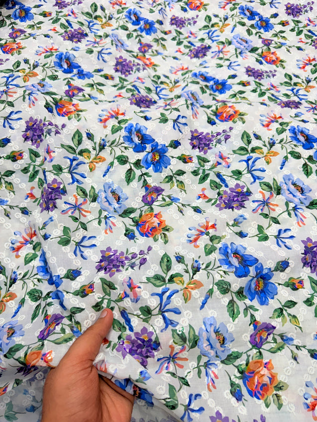 Most Premium Pure Cotton Sequin Lakhnawi Printed (Big WIDTH!!)
