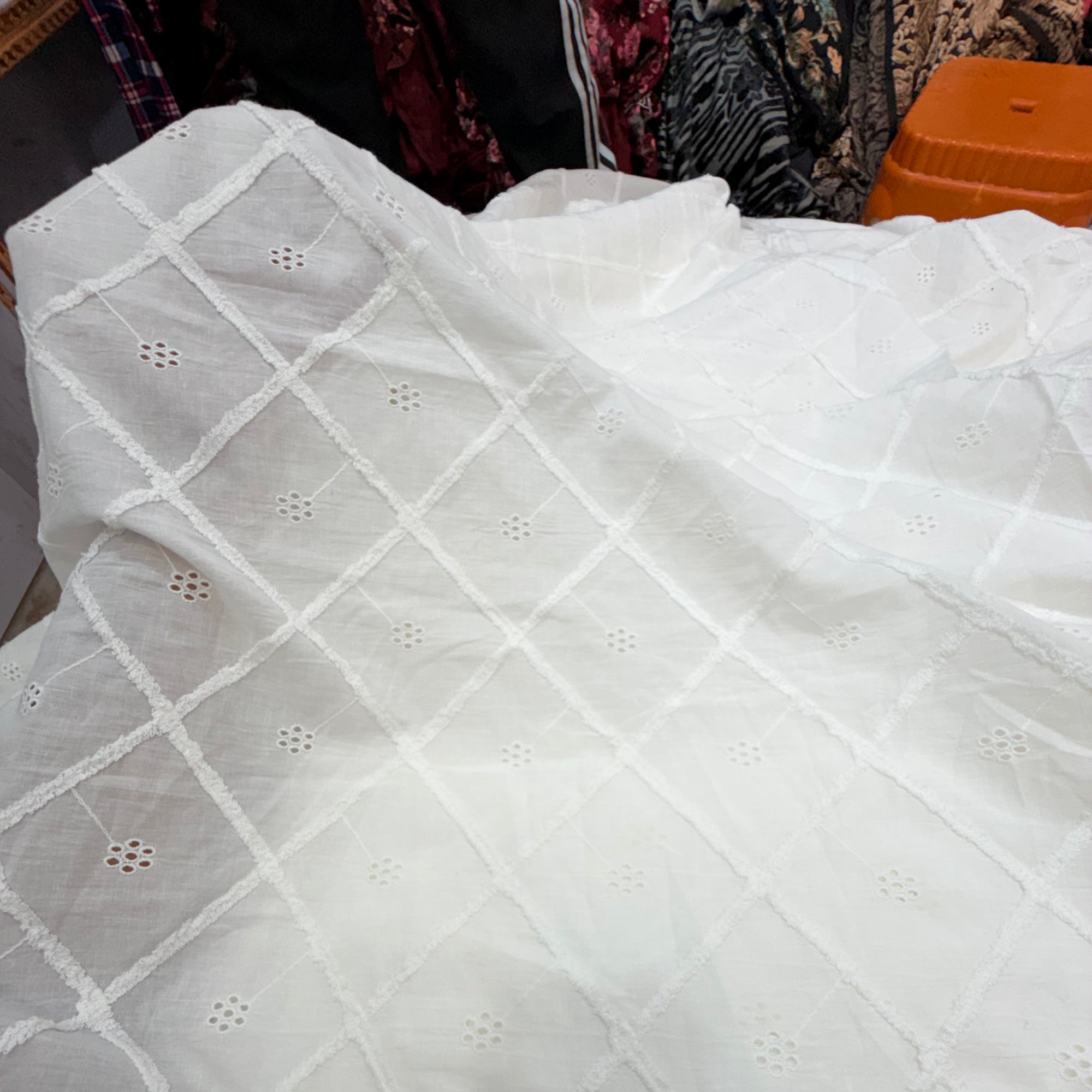 Most Premium Pure Cotton Hakuba 3D Dori Work - DYEABLE ALSO (Big Width)