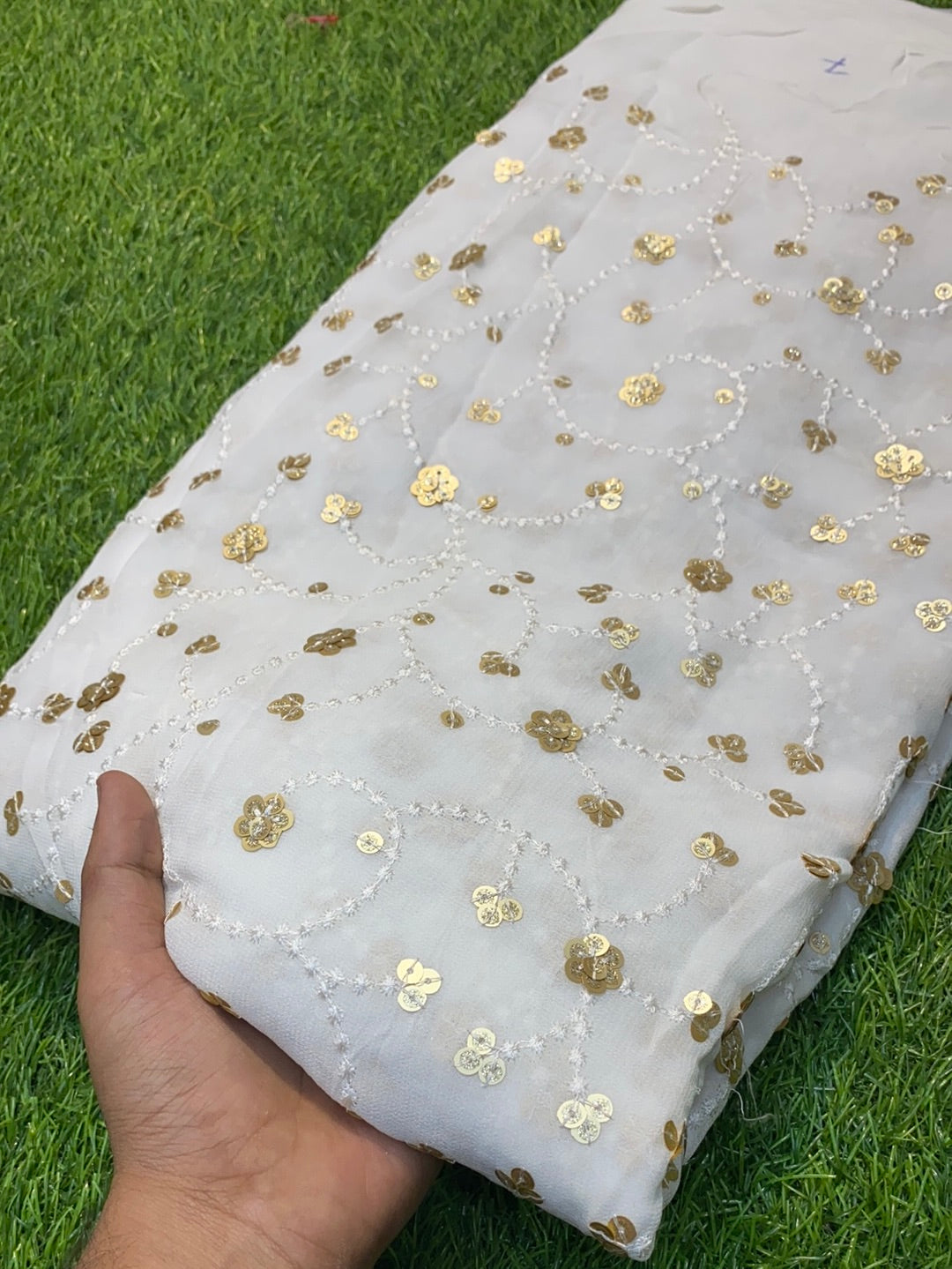 Premium Pure Viscose Dyeable Quality Of Georgette With Sequin Embroidery