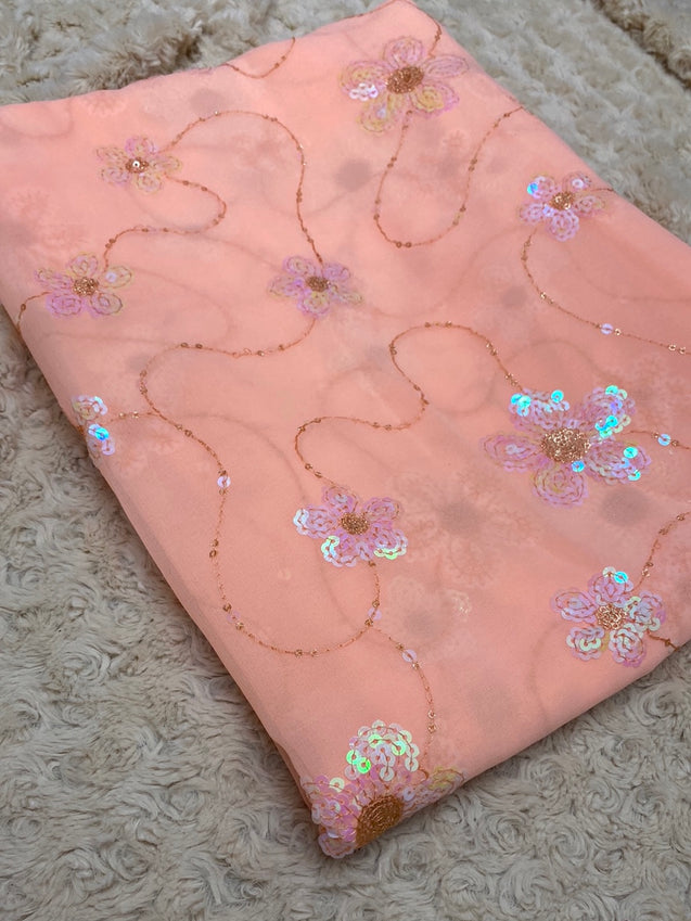 PREMIUM EMBROIDERED GEORGETTE Fabric On SALE Cut Size Of. 3.50 Meter
