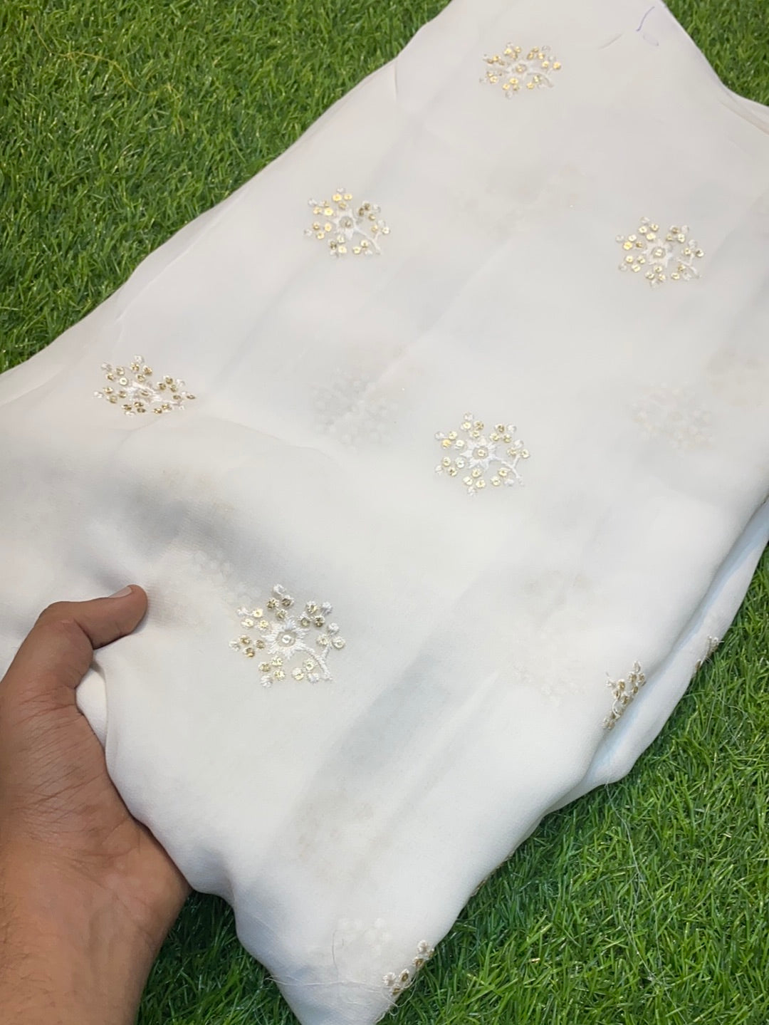 Premium Pure Viscose Dyeable Quality Of Georgette With Sequin Embroidery