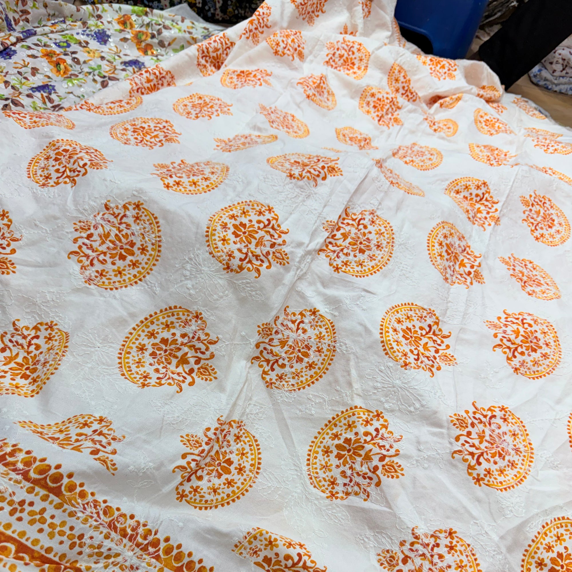 Most Premium Pure Chikankari Cotton Printed Fabric (Big WIDTH!!)