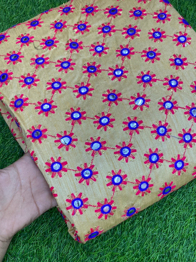 PREMIUM PURE EMBROIDERED SILK FABRIC On SALE Cut Size Of. 3.80 Meter