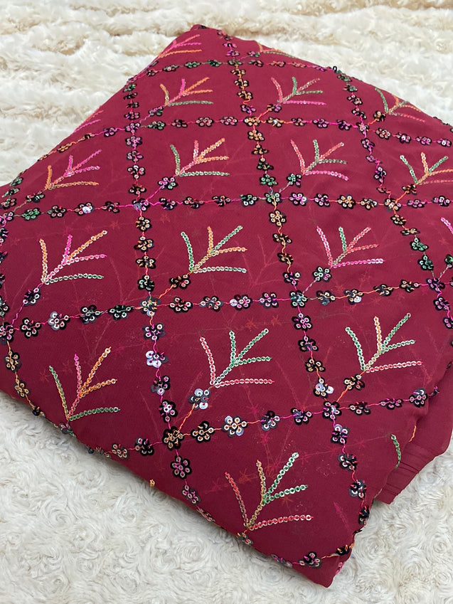 PREMIUM EMBROIDERED GEORGETTE Fabric On SALE Cut Size Of. 6 Meter