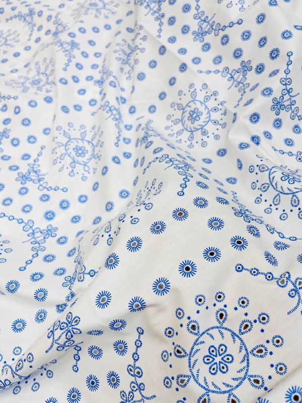 Most Premium Chikankari Hakuba On Printed Poplin Cotton FABRIC (Big WIDTH!!)