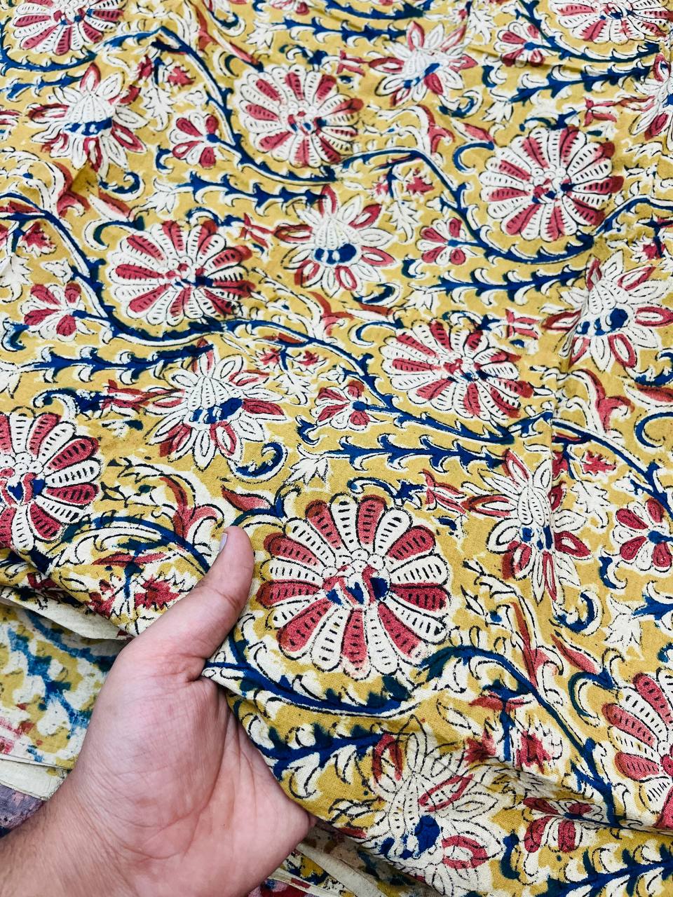 Most Traditional Premium Quality Of Pure Kalamkari Ajrakh Printed Fabric - On Pure Cotton 80*80