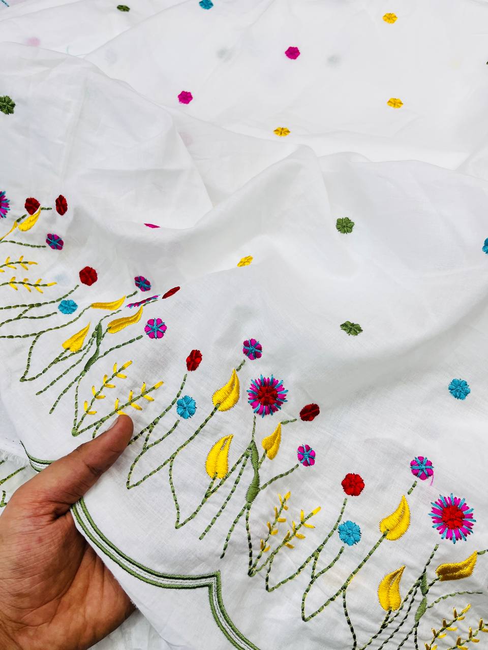 Most Premium Export Quality Of Pure Cotton FABRIC With Fine Embroidery Work (Big WIDTH!!)