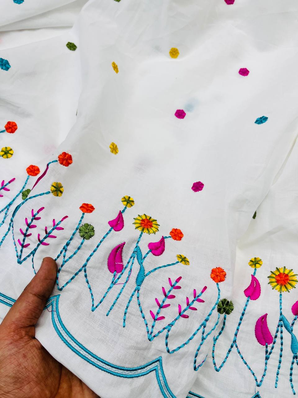 Most Premium Export Quality Of Pure Cotton FABRIC With Fine Embroidery Work (Big WIDTH!!)