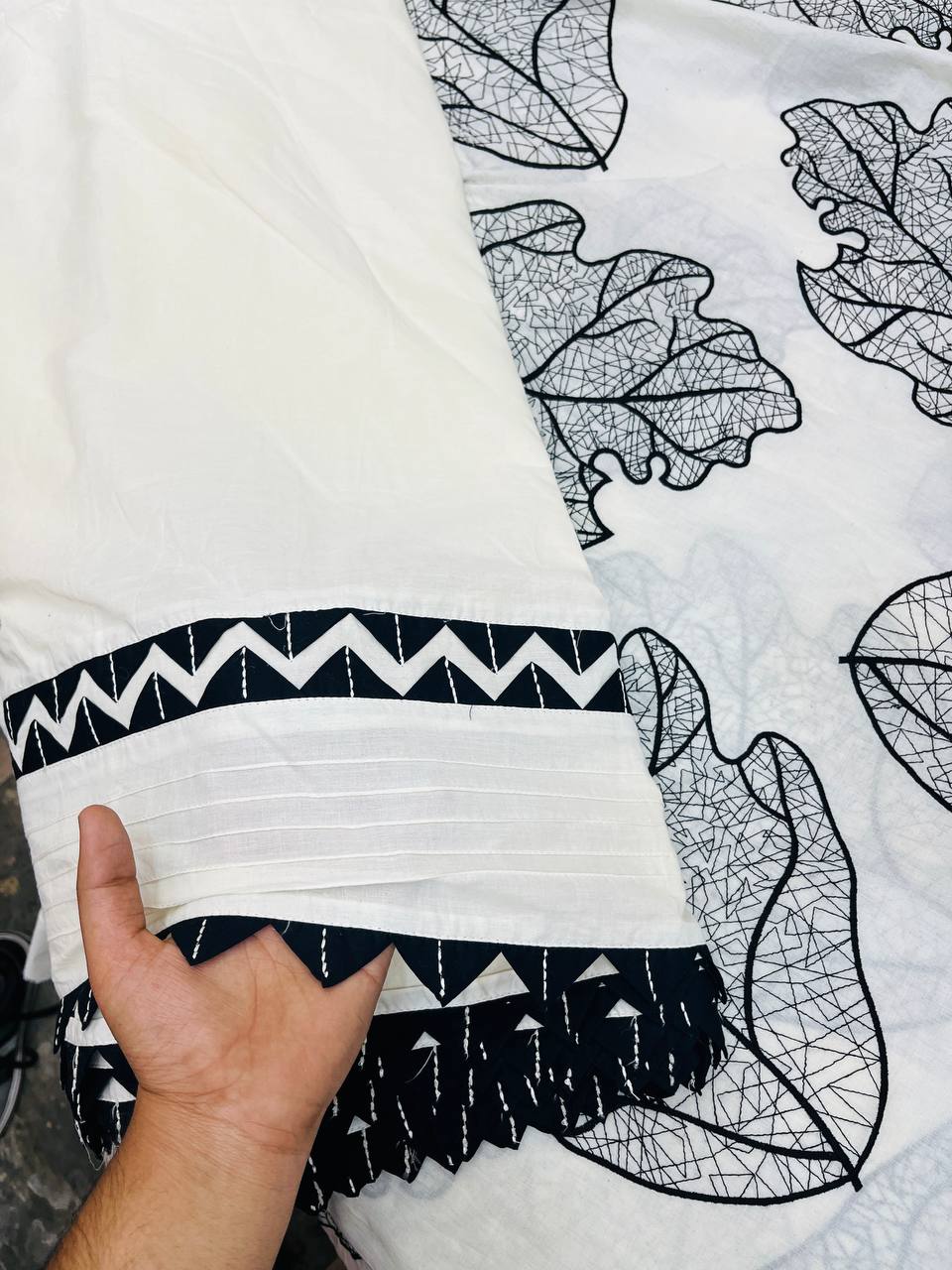 Most Premium Pure Cotton Embroidery Suit With Pintex Design Bottom