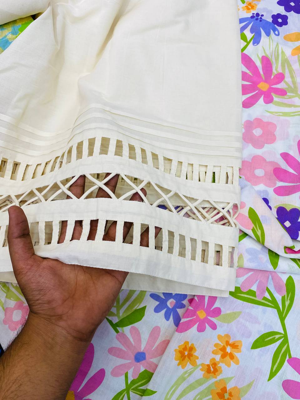 Premium Pure Cotton Suit Sets (Fancy LACE Pintex Work)