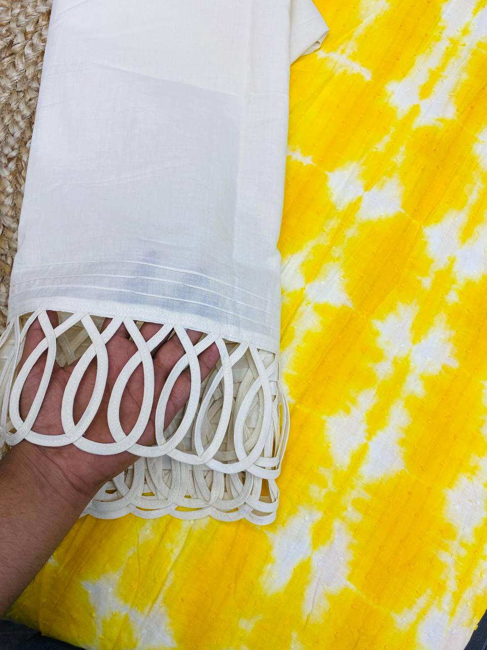 Premium Pure Cotton Suit Set (Fancy LACE Pintex Work)