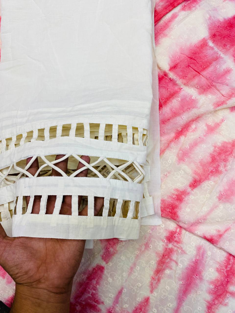 Premium Pure Cotton Suit Set (Fancy LACE Pintex Work)