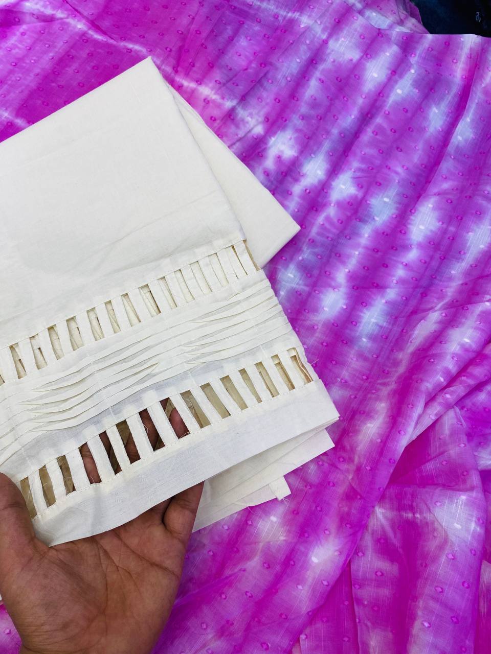 Premium Pure Cotton Suit Set (Fancy LACE Pintex Work)