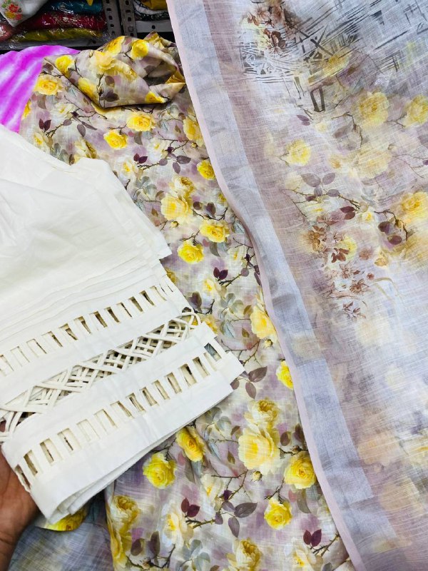 Premium Pure Cotton LINEN Suit With Dupatta (Fancy LACE Pintex Work)