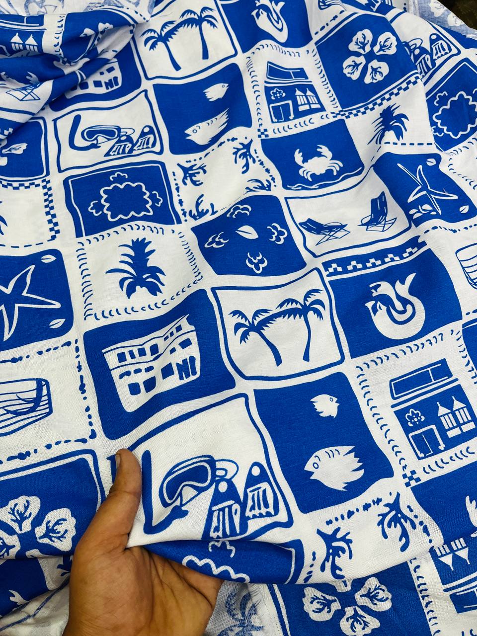 Most Premium Pure Viscose LINEN Cotton FABRIC Printed (Big WIDTH!!)