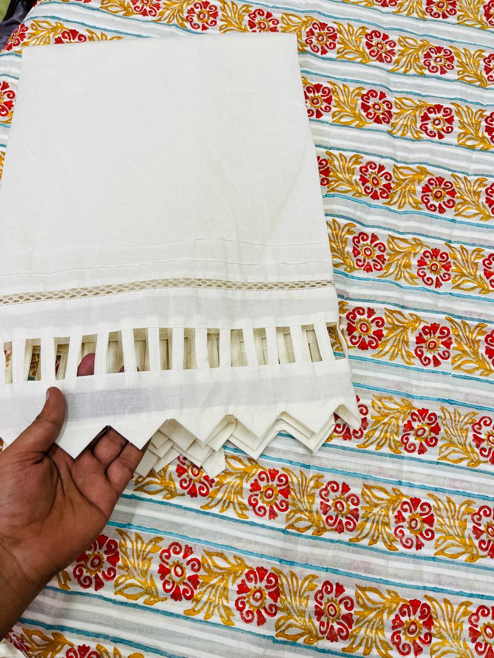 Premium Pure Cotton Suit Set (Fancy LACE Pintex Work)