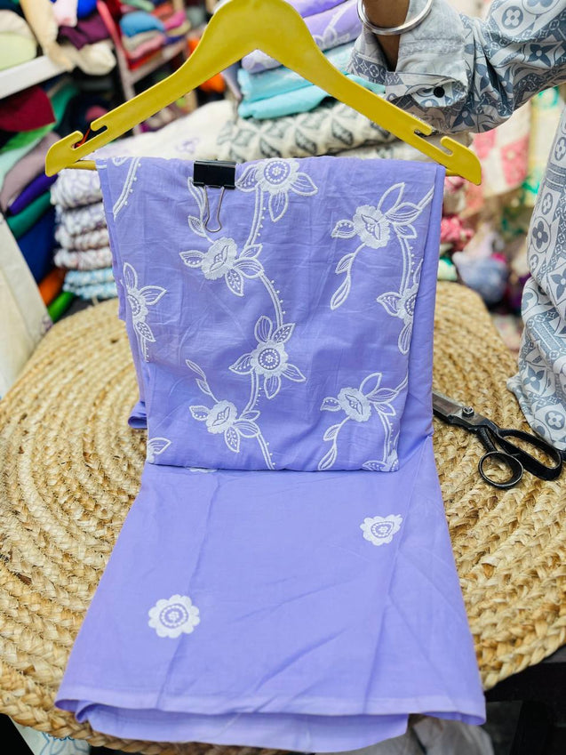 Premium Pure Cotton Suit Sets (Fine Lakhnawi Work)