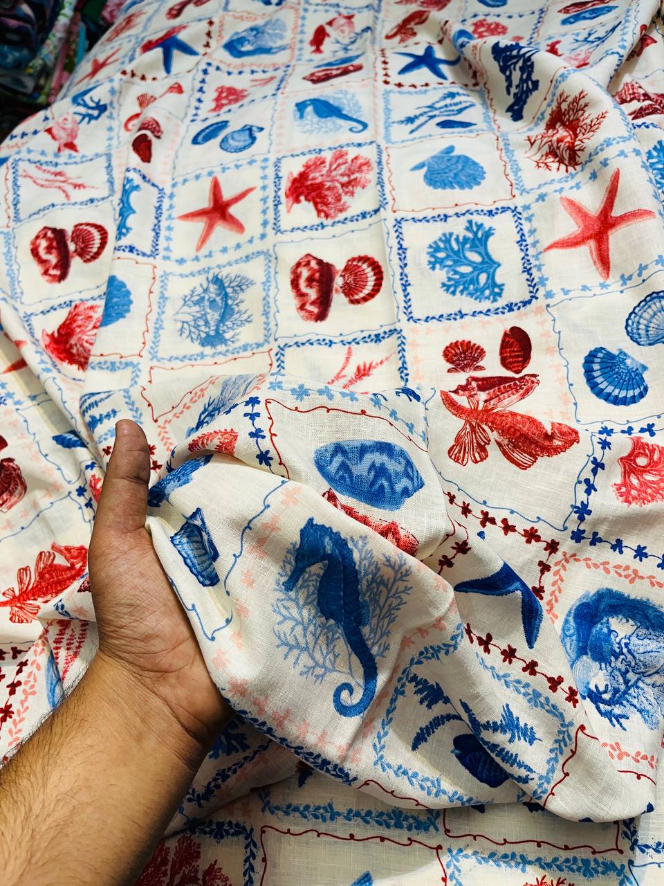 Most Premium Pure Viscose LINEN Cotton FABRIC Printed (Big WIDTH!!)