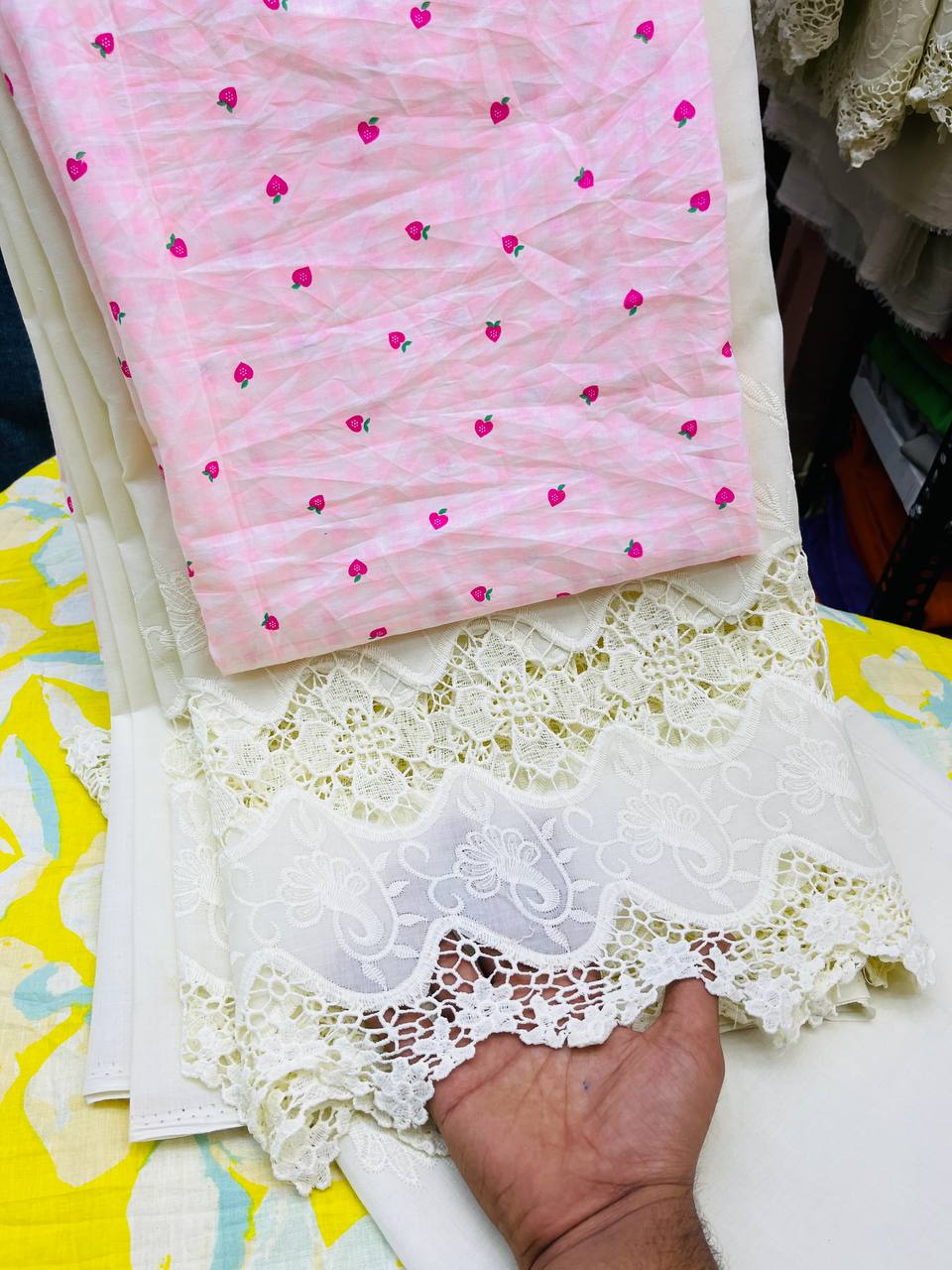 Premium Pure Cotton Suit Set (Fancy Applique Work)