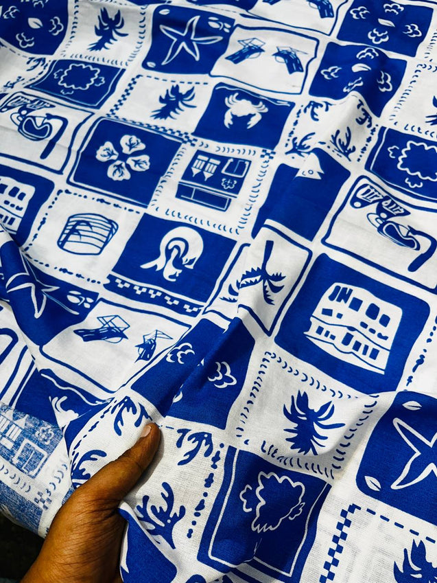 (SALE) Most Premium Pure Viscose LINEN Cotton FABRIC Printed (Big WIDTH!!)
