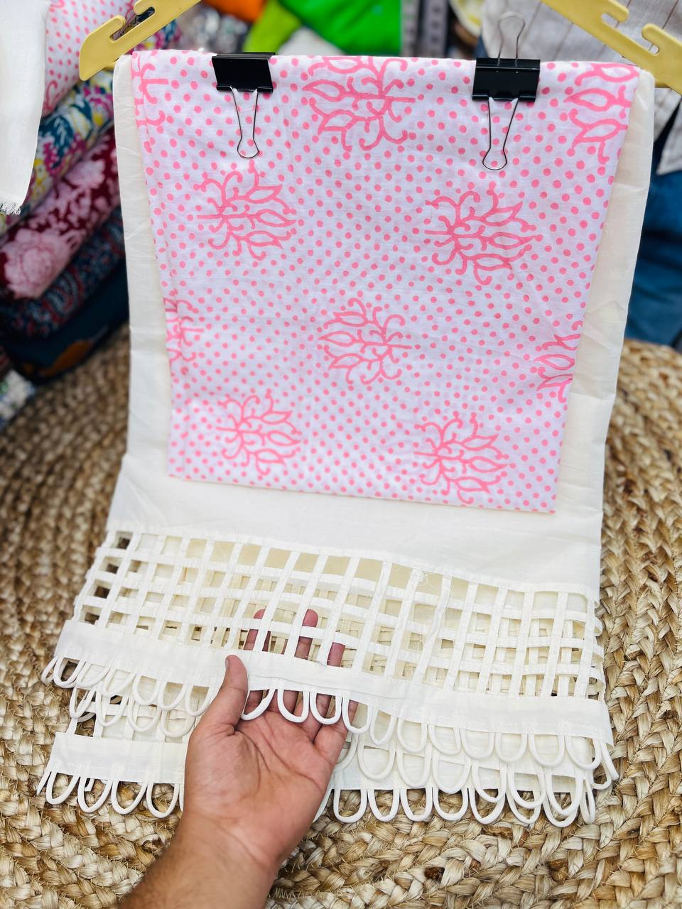 Premium Pure Cotton Suit Set (Fancy Farsi Salwar LACE Pintex Work)