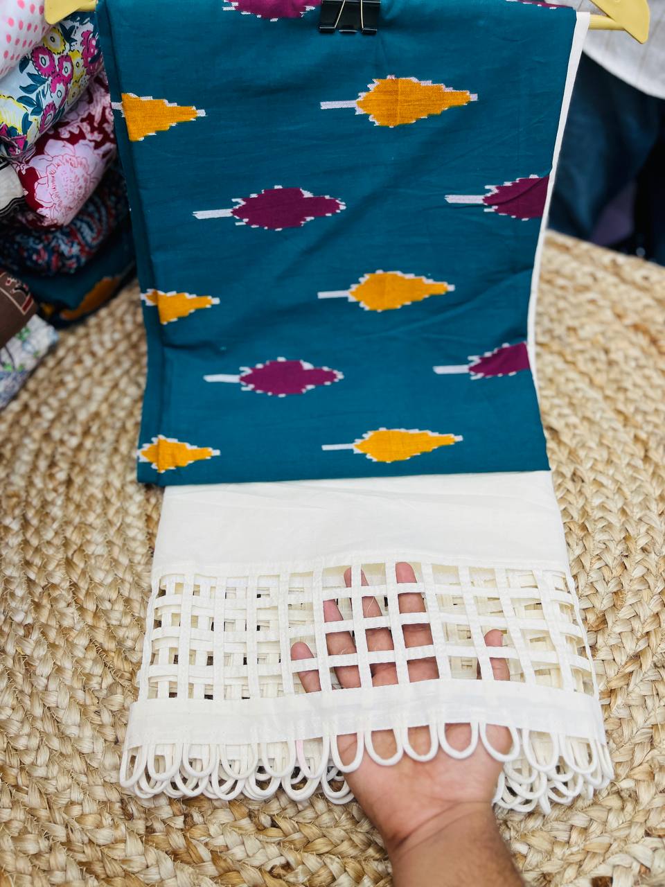 Premium Pure Cotton Suit Set (Fancy Farsi Salwar LACE Pintex Work)