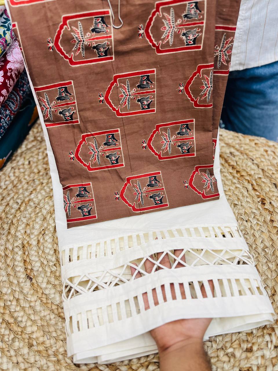 Premium Pure Cotton Suit Set (Fancy Farsi Salwar LACE Pintex Work)