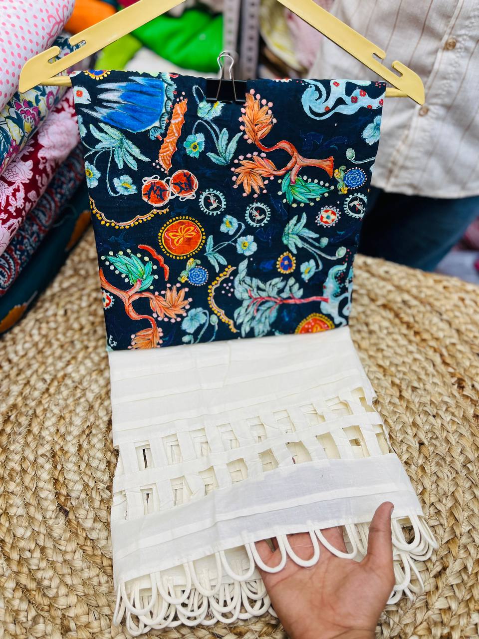 Premium Pure Cotton Suit Set (Fancy Farsi Salwar LACE Pintex Work)