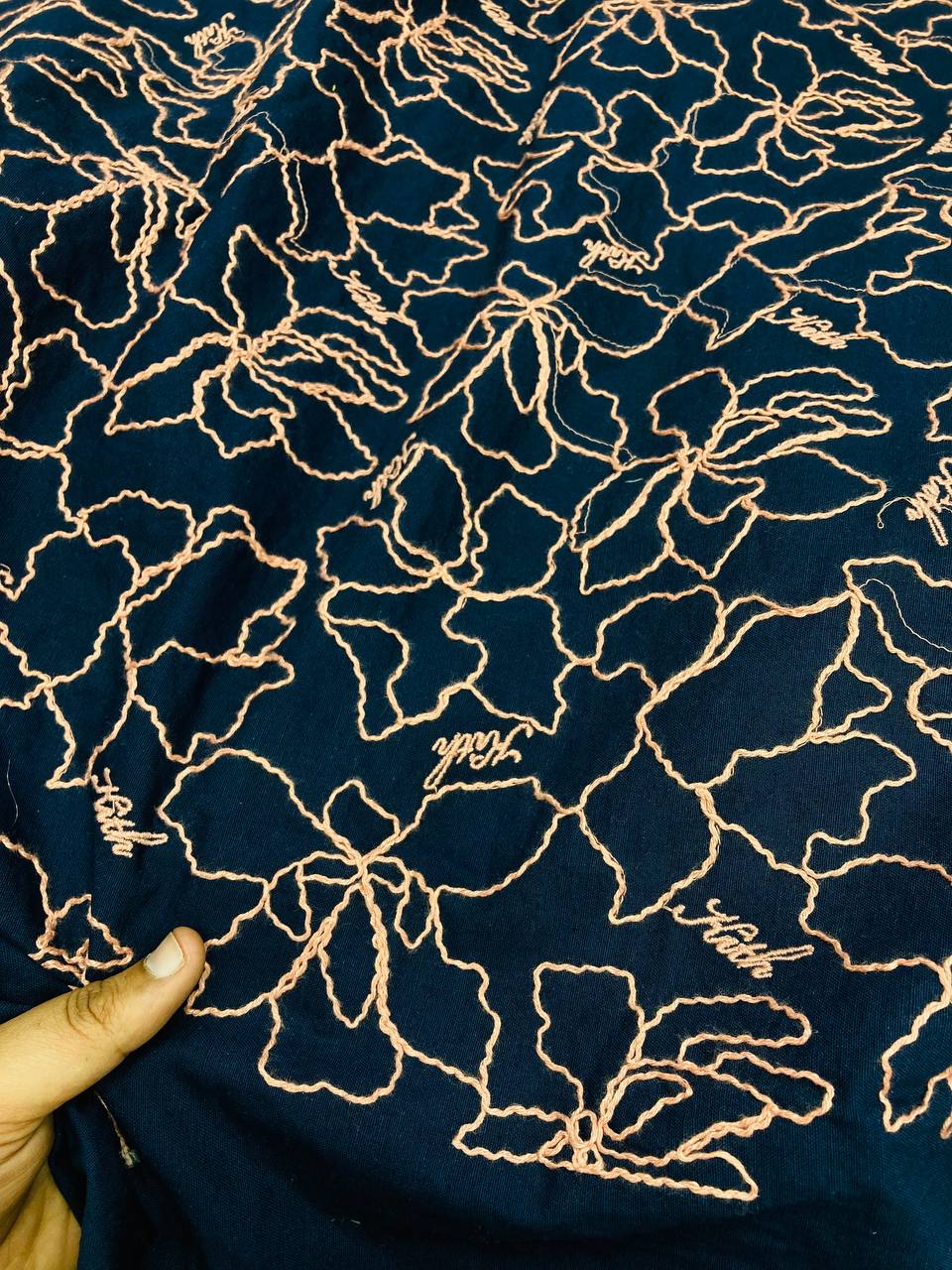 Most Premium Pure Cotton FABRIC With Fine Dori Embroidery (Big WIDTH!!)