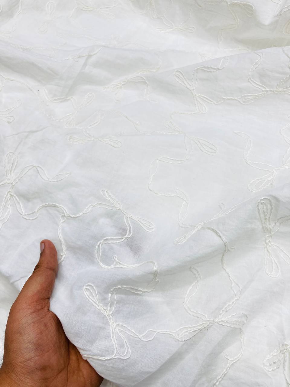 Most Premium Pure Cotton FABRIC With Fine Dori Embroidery (Big WIDTH!!) (DYEABLE ALSO)