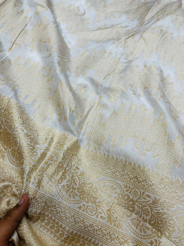 MOST Premium Russian (Cosmos) SILK FABRIC ZARI WORK (Dyeable Also)