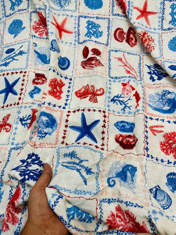 (SALE) Most Premium Pure Viscose LINEN Cotton FABRIC Printed (Big WIDTH!!)