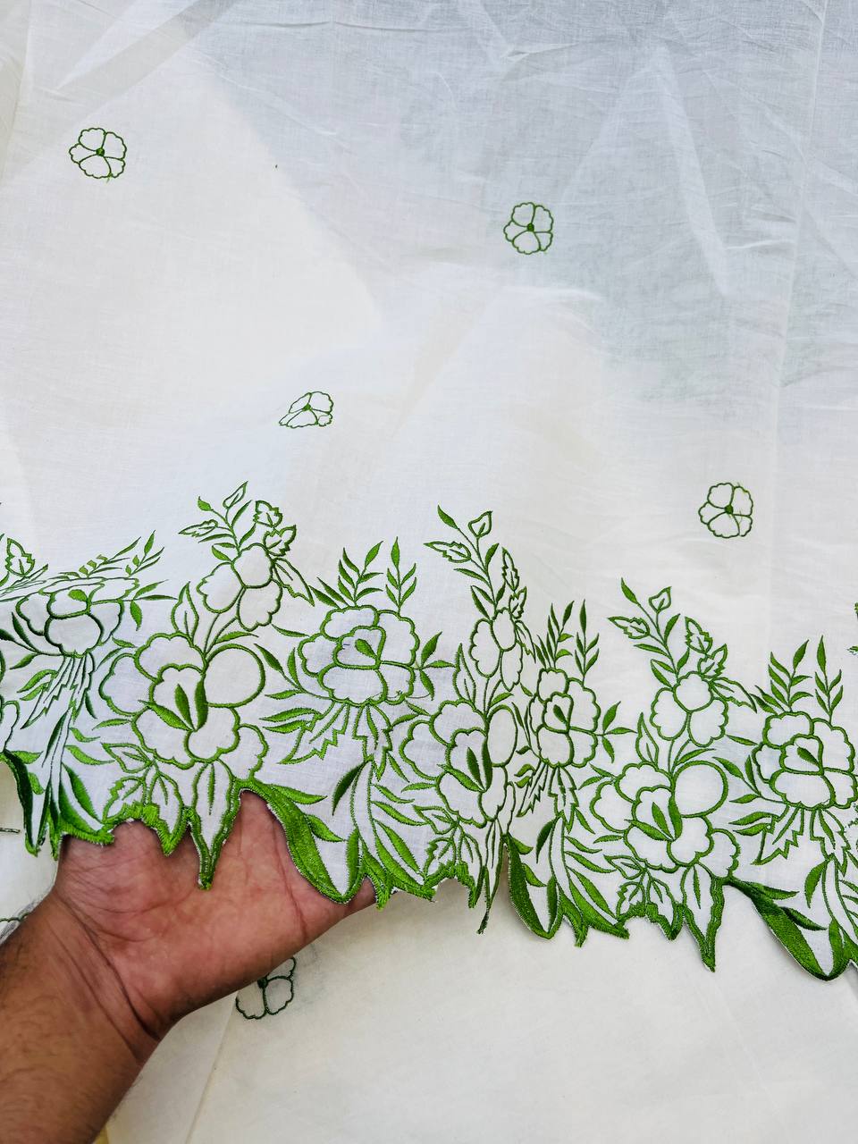 Most Premium Fine Embroidery , Cutwork On Pure Cotton FABRIC