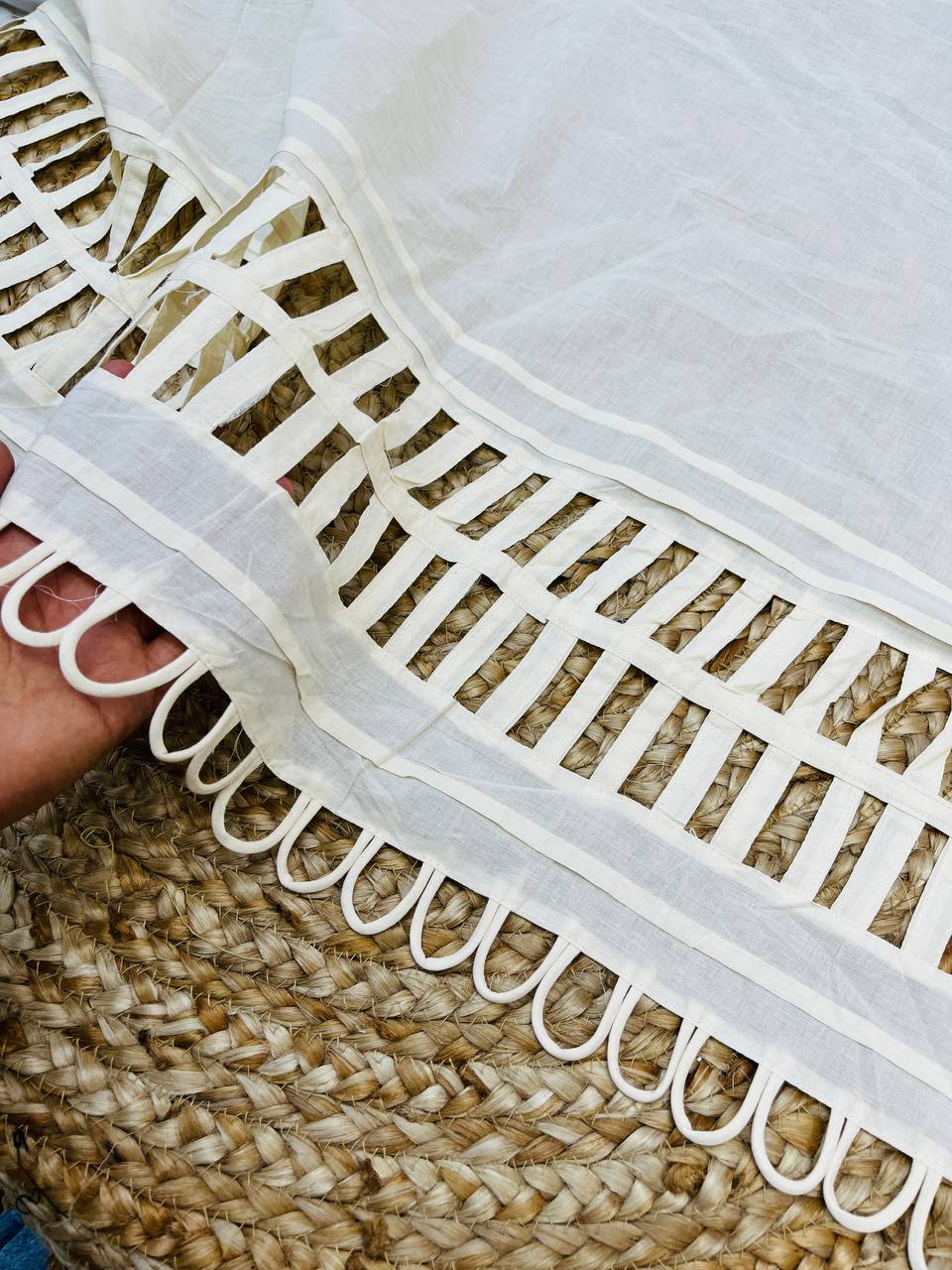 Most Premium Fancy Handwork Pintex Border Cotton FABRIC