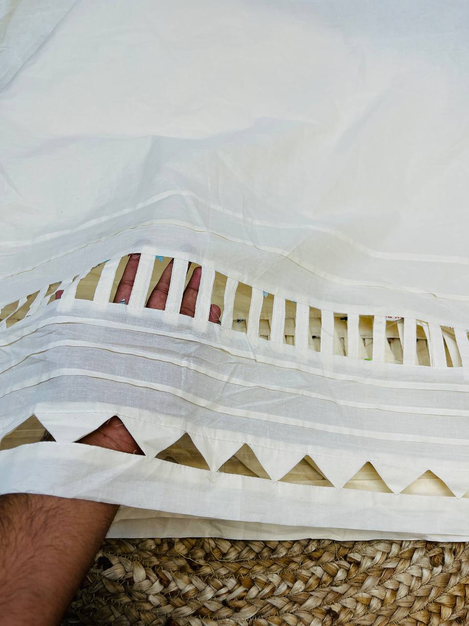 Most Premium Fancy Handwork Pintex Border Cotton FABRIC