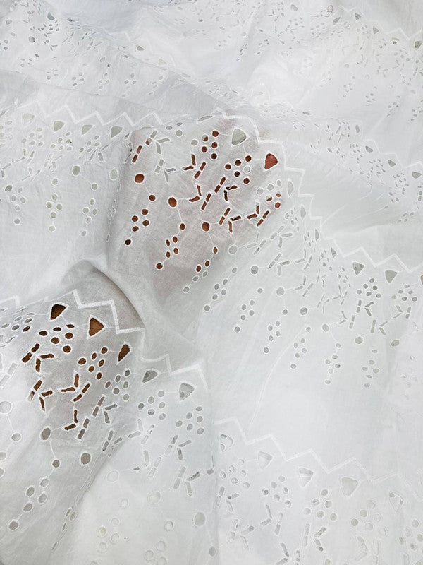 Premium Hakuba Chikankari Embroidery On Pure Cotton FABRIC (Big WIDTH!!) (DYEABLE ALSO)