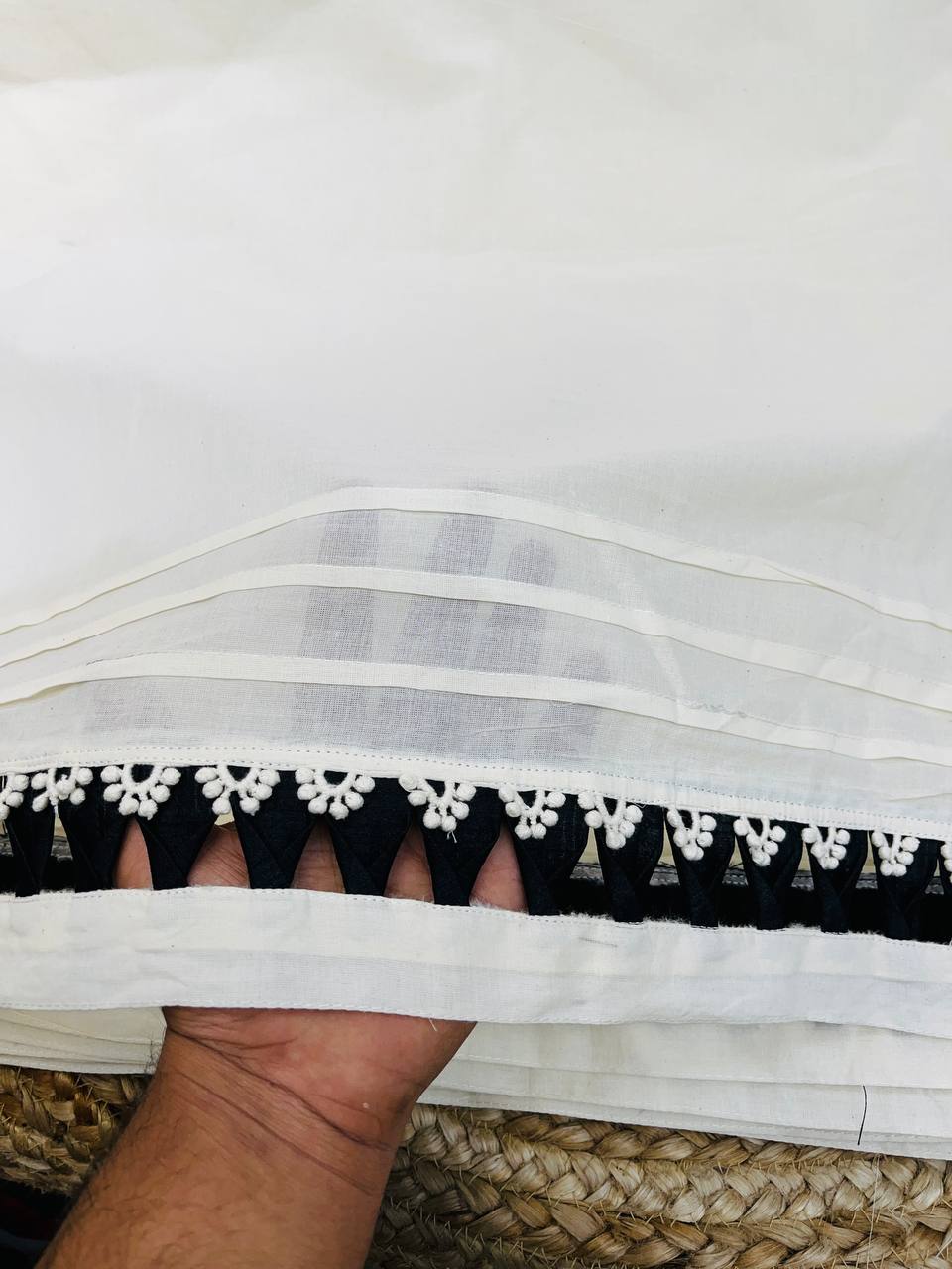 Premium Pure Cotton Handwork Pintex Border