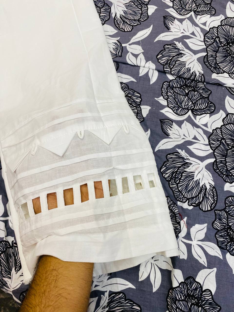 Premium Pure Cotton Suit Set (Fancy Farsi Salwar LACE Pintex Work)