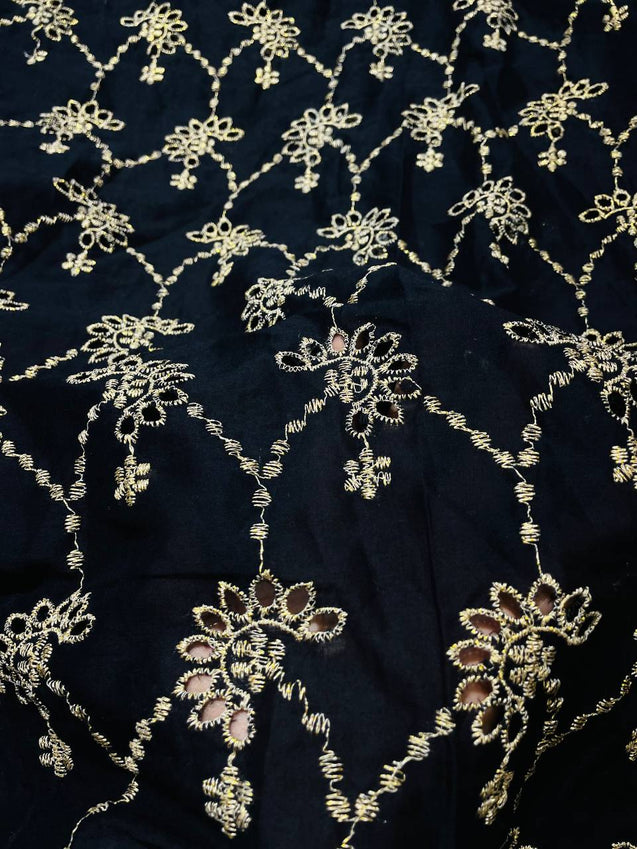 Most Premium Pure Cotton Fabric With Fine Zari Weaving Hakuba Chikankari (Big WIDTH!!)