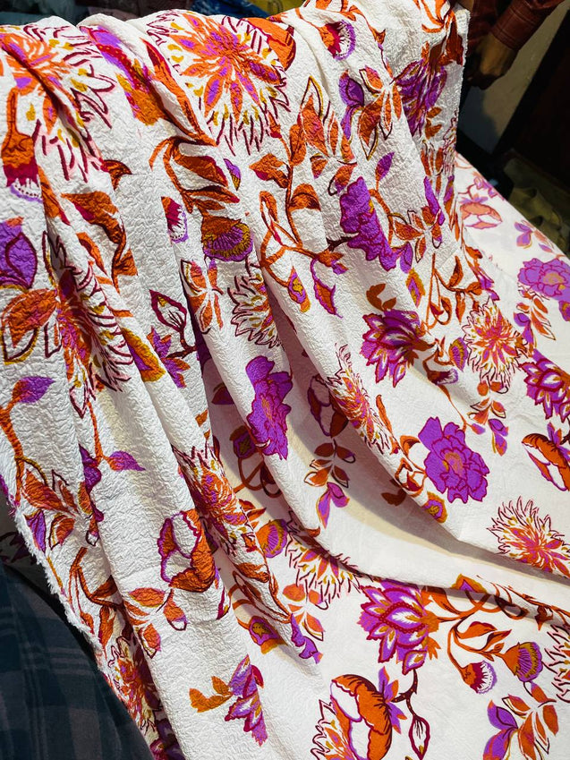 Premium Pure Imported Double Crepe Crushed FABRIC Digital Printed (Big WIDTH!!)