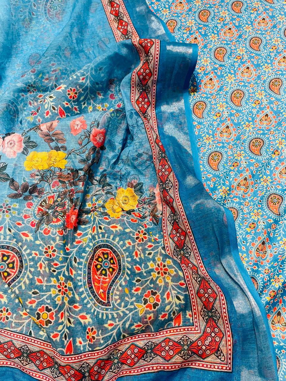 Pure Premium LINEN Cotton Suit (Shirt With Dupatta)