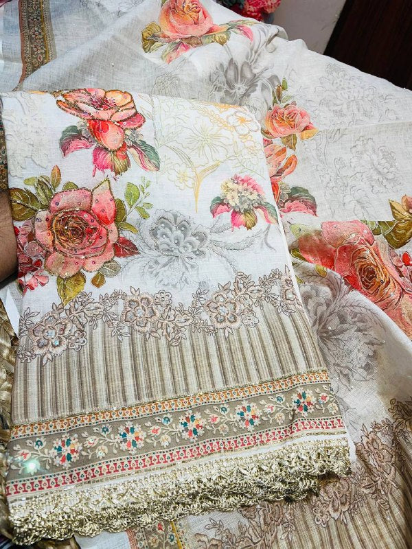 Pure Premium LINEN Cotton Suit (Complete Suit Set With Dupatta)