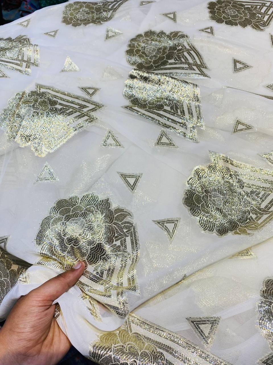 Most Premium Fine Zari Weaving On Pure Viscose Georgette FABRIC (DYEABLE) (Big WIDTH!!)