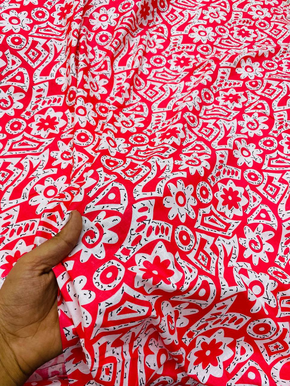 (2.5 Meter Cut SIZE) Most Premium Pure Cotton 80*80 Fabric With Digital PRINTED