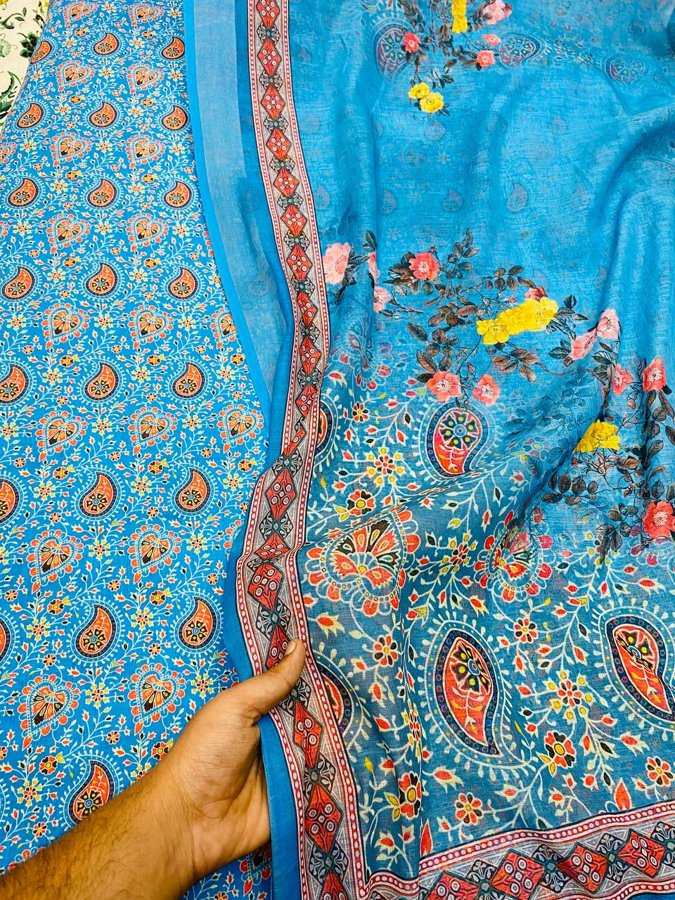 Pure Premium LINEN Cotton Suit (Shirt With Dupatta)