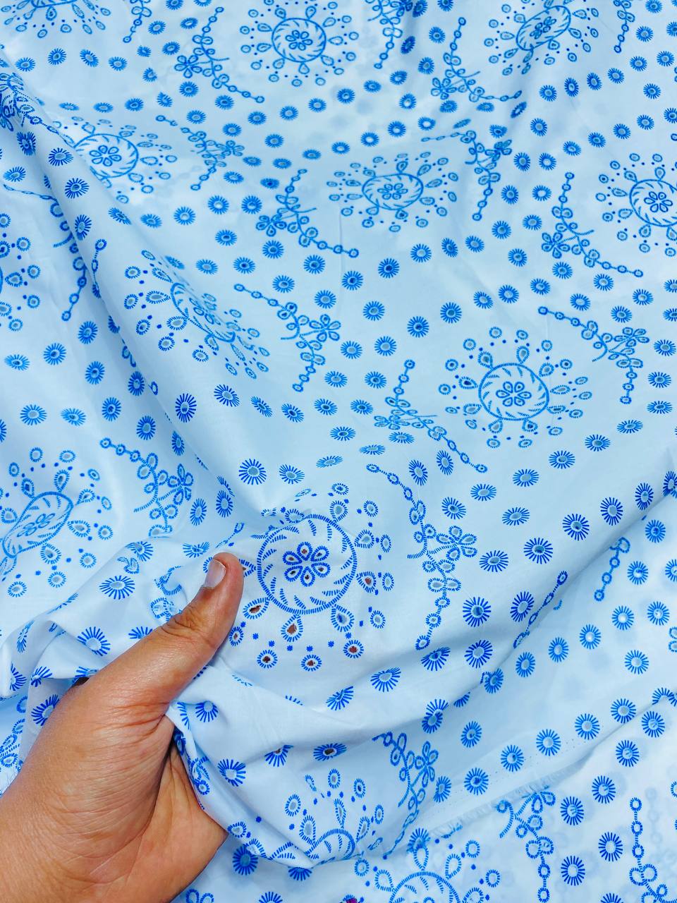 Most Premium Chikankari Hakuba On Printed Poplin Cotton FABRIC (Big WIDTH!!)