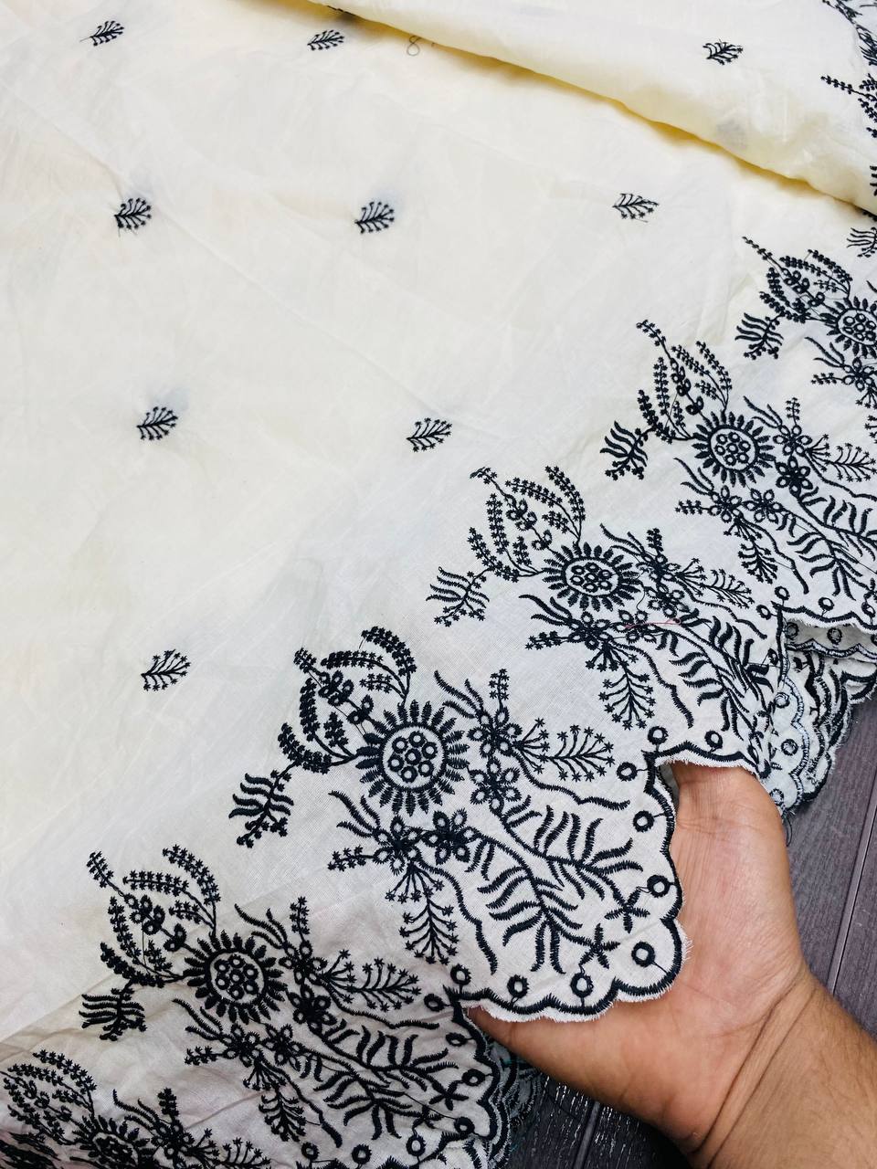 Most Premium Export Quality Of Pure Cotton FABRIC With Fine Embroidery Work (Big WIDTH!!)