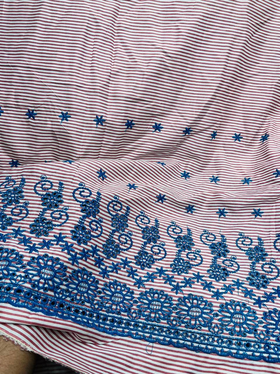 Premium Pure Cotton FABRIC With Hakuba Chikankari Embroidery (Big WIDTH!!)